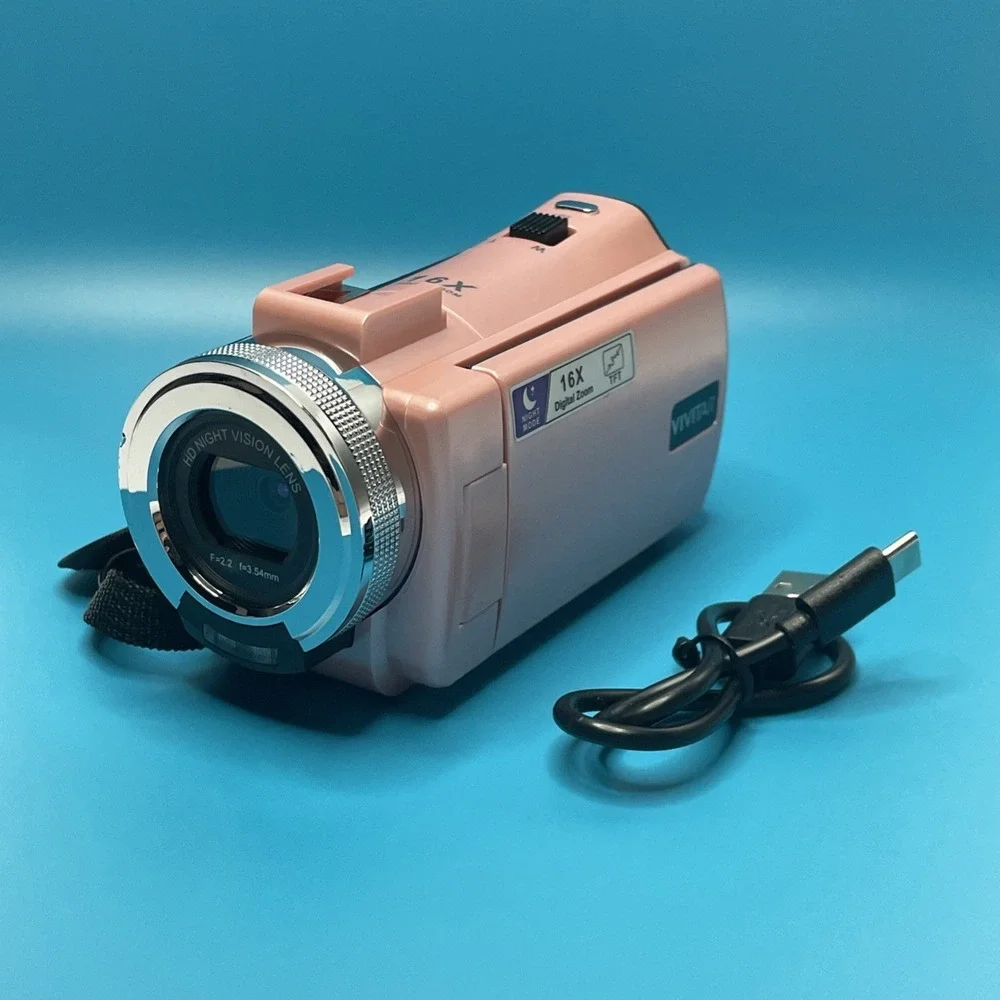 Vivitar PopCam Digital Camcorder Pink 48MP 16x Zoom 1080p 3